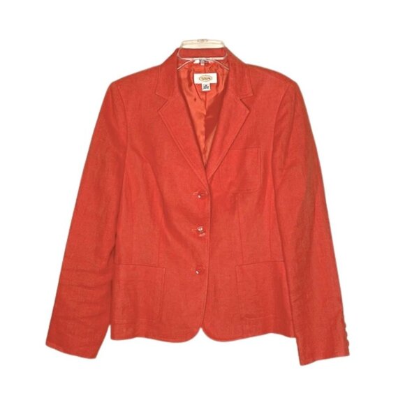 Talbots Irish Linen orange fully lined coastal grandma preppy blazer size 10 - Picture 1 of 8